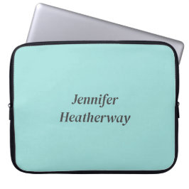 Minimalistische aqua blue aangepaste naam laptop sleeve
