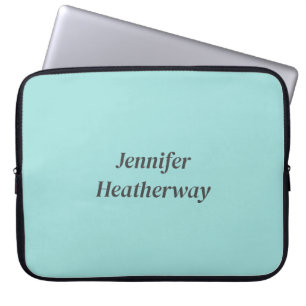 Minimalistische aqua blue aangepaste naam laptop sleeve
