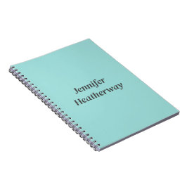 Minimalistische aqua blue aangepaste naam notitieboek