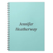 Minimalistische aqua blue aangepaste naam notitieboek (Voorkant)