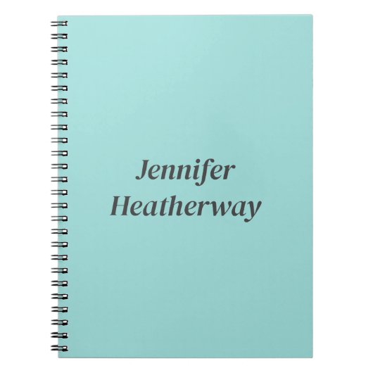Minimalistische aqua blue aangepaste naam notitieboek (Voorkant)
