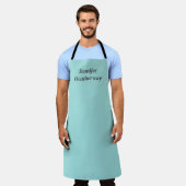 Minimalistische aqua blue aangepaste naam schort (Gedragen)