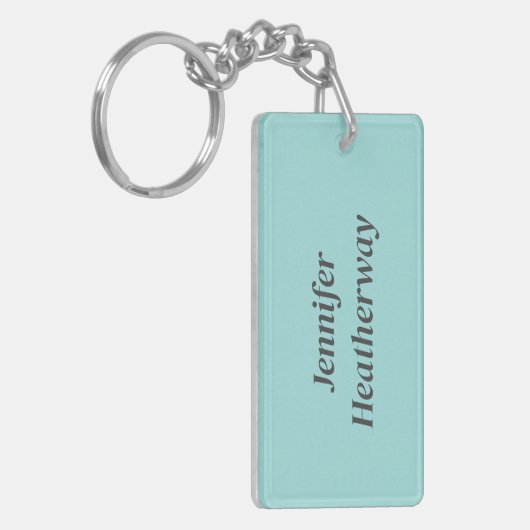 Minimalistische aqua blue aangepaste naam sleutelhanger (Voorkant Links)