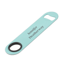 Minimalistische aqua blue aangepaste naam speed flessenopener