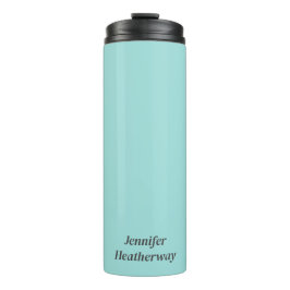 Minimalistische aqua blue aangepaste naam thermosbeker