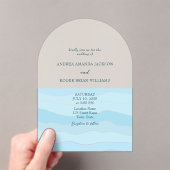 Minimalistische Aqua Blue bruiloft Acryl Uitnodigingen (Insitu (Draagbaar))