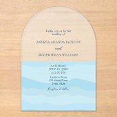 Minimalistische Aqua Blue bruiloft Acryl Uitnodigingen (Voorkant)