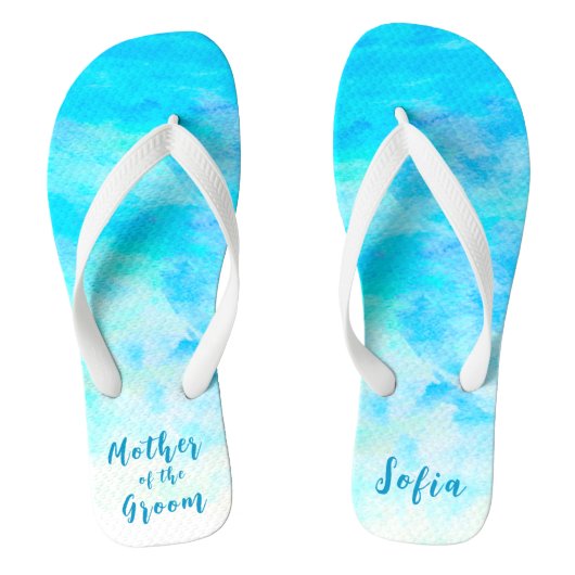 Minimalistische Aqua Blue Gradient Moeder van de G Teenslippers (Voetbed)