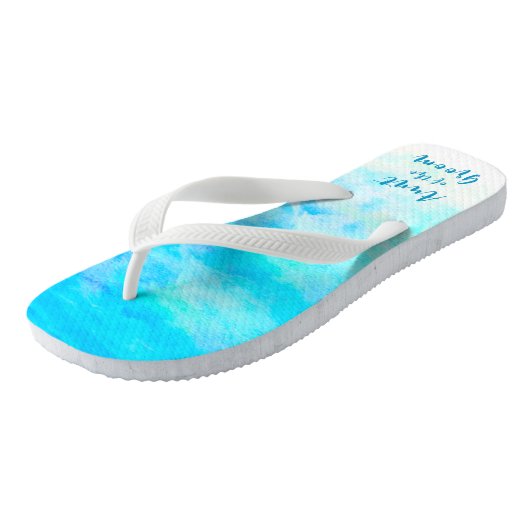 Minimalistische Aqua Blue Gradient Tunt van de Gro Teenslippers (Schuin)
