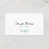 Minimalistische Aqua en Black Hair Stylist Visitekaartje (Achterkant)