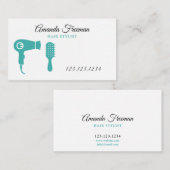 Minimalistische Aqua en Black Hair Stylist Visitekaartje (Voorkant / Achterkant)