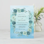 Minimalistische Aqua Mint Blad Bruiloft Kaart (Staand voorkant)
