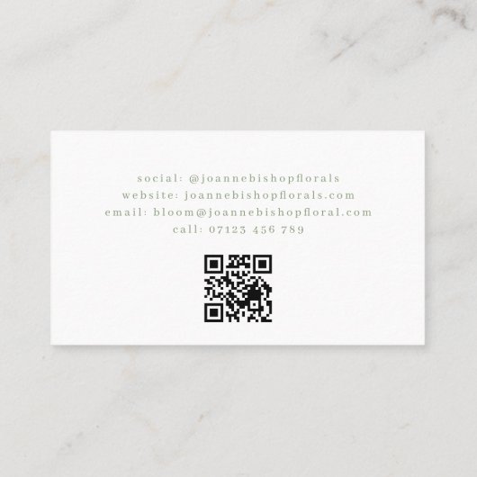 Minimalistische Arch & Line Art Bloemen Sage Bloem Visitekaartje (Achterkant)