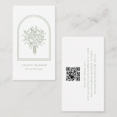 Minimalistische Arch & Line Art Bloemen Sage Bloem Visitekaartje (Voorkant / Achterkant)