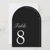 Minimalistische Arch Zwart Elegant Modern Tafelnum Kaart (Achterkant)