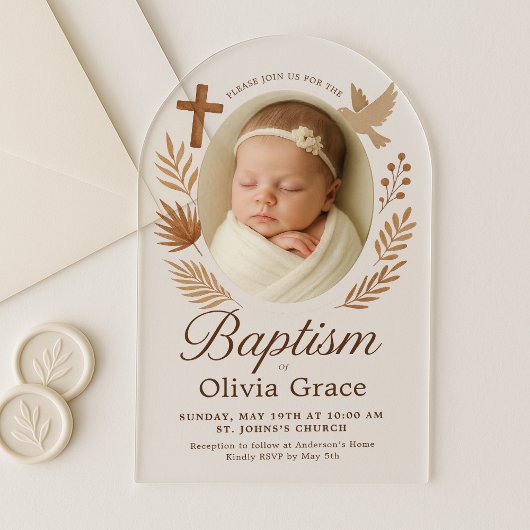 Minimalistische Arched Acryl Doop Uitnodiging