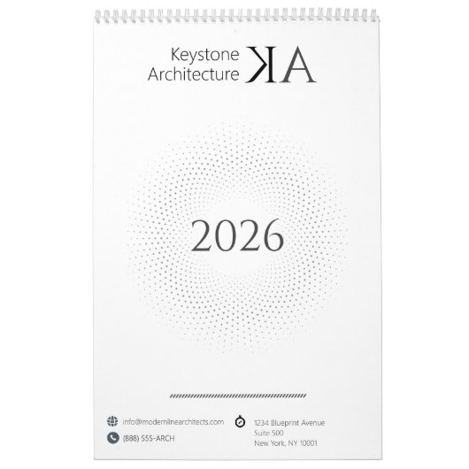 Minimalistische architect moderne B&W 2026 Kalender (Hoes)
