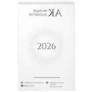 Minimalistische architect moderne B&W 2026 Kalender