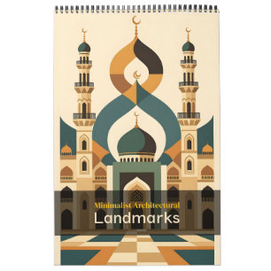Minimalistische architectonische bezienswaardighed kalender