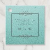 Minimalistische Art Deco Blue Custom Wedding Bedankjes Labels (Voorkant)