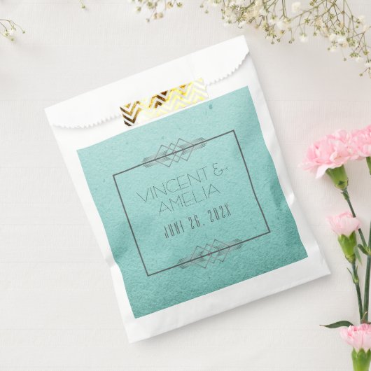 Minimalistische Art Deco Blue Custom Wedding Bedankzakje (Gezegeld)