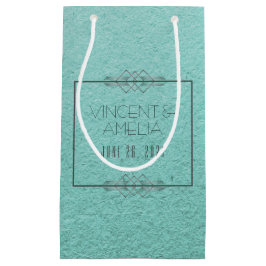 Minimalistische Art Deco Blue Custom Wedding Klein Cadeauzakje