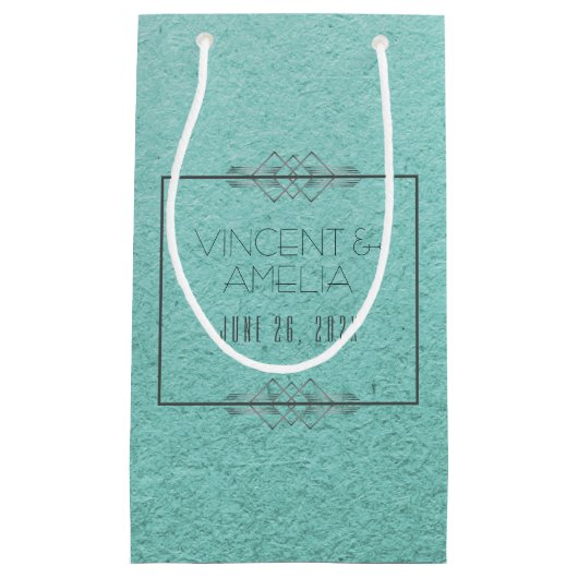 Minimalistische Art Deco Blue Custom Wedding Klein Cadeauzakje (Voorkant)