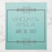 Minimalistische Art Deco Blue Custom Wedding Wijn Etiket (Enkel label)