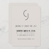 Minimalistische Art Deco bruiloft belangrijkste ui Kaart (Voorkant / Achterkant)