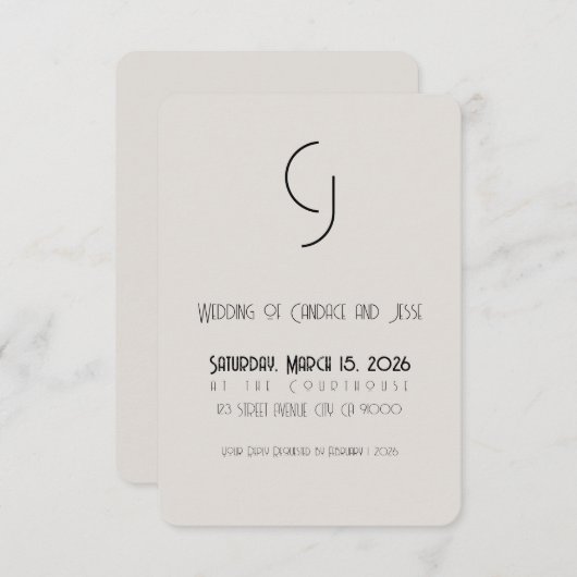 Minimalistische Art Deco Wedding Save the Date (Voorkant / Achterkant)