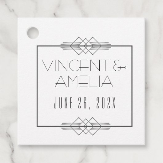 Minimalistische Art Deco White Custom Wedding Bedankjes Labels (Voorkant)