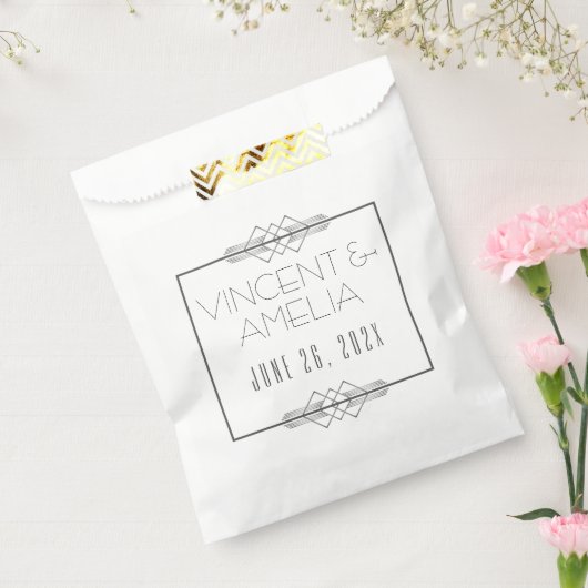 Minimalistische Art Deco White Custom Wedding Bedankzakje (Gezegeld)