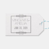 Minimalistische Art Deco White Custom Wedding Cadeaulabel (Voorkant (Horizontaal))