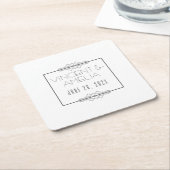 Minimalistische Art Deco White Custom Wedding Kartonnen Onderzetters (Schuin)