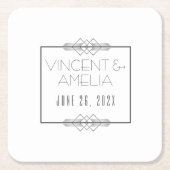 Minimalistische Art Deco White Custom Wedding Kartonnen Onderzetters (Voorkant)