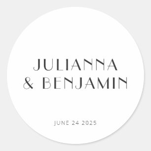 Minimalistische  Art Deco White Custom Wedding Ronde Sticker