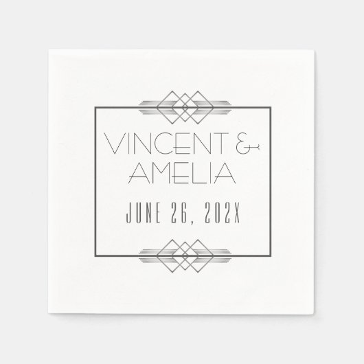 Minimalistische Art Deco White Custom Wedding Servet (Voorkant)
