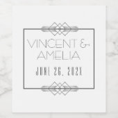 Minimalistische Art Deco White Custom Wedding Wijn Etiket (Enkel label)