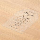 Minimalistische Art Deco Wit Zwart Foto RSVP Huwel Acryl Uitnodigingen (Laagn)