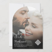 Minimalistische Art Deco Wit Zwart Foto RSVP Huwel Kaart (Achterkant)