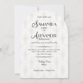 Minimalistische Art Deco Wit Zwart Foto RSVP Huwel Kaart (Voorkant)