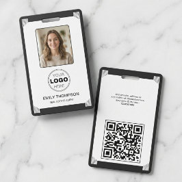 Minimalistische Art Deco Zwart Wit Foto Logo QR Badge