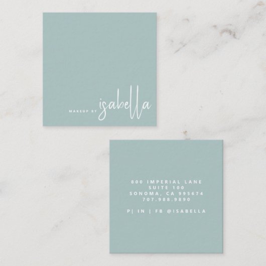 Minimalistische Artiest Script Make-up Artiest Dus Vierkante Visitekaartje (Voorkant / Achterkant)