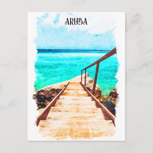Minimalistische Aruba Caribische Tropische Vakanti Briefkaart (Voorkant)