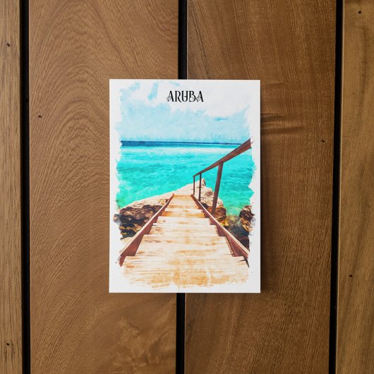 Minimalistische Aruba Caribische Tropische Vakanti Briefkaart