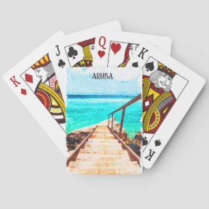 Minimalistische Aruba Caribische tropische vakanti Pokerkaarten