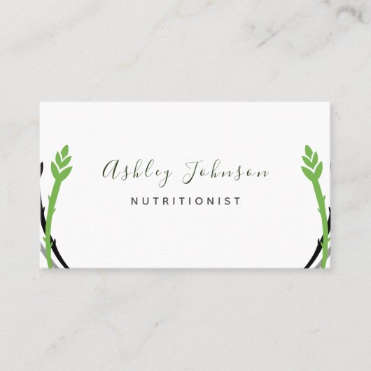 Minimalistische Asperges Voedingsdeskundige Diëtis Visitekaartje (Voorkant)