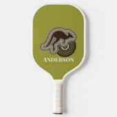 Minimalistische Australische Aboriginal Kangoeroe  Pickleball Paddle (Achterkant)