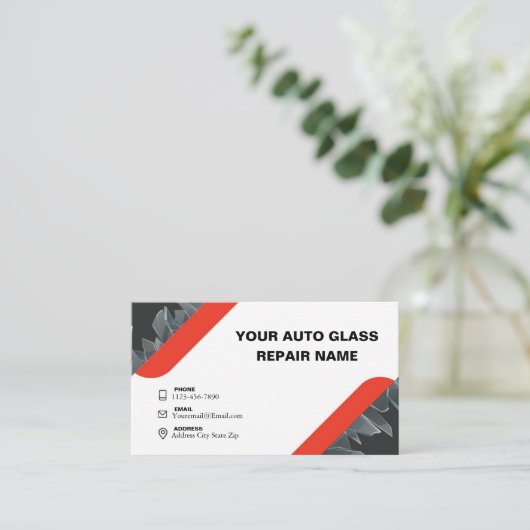 Minimalistische autoglasreparatie visitekaartje (Staand voorkant)