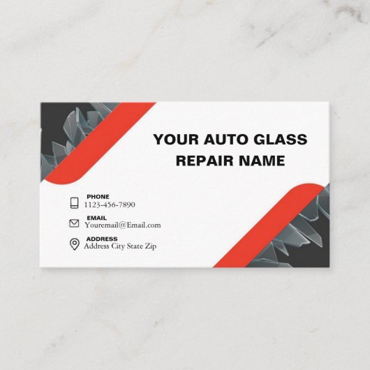 Minimalistische autoglasreparatie visitekaartje (Voorkant)